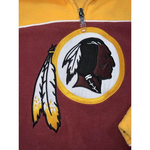 VTG Redskins Reebok Mens Pullover Fleece Burgundy/ Gold Quarter Zip Size 2XL - Picture 2 of 8